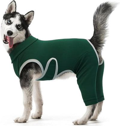 Kuoser Dog Surgery Recovery Suit, Professional Dog Surgical Suit for Back Legs, Soft Dogs Recovery Sleeve to Prevent Licking Biting Wounds, Dogs Onesie After Surgery Elbow Protector, Green XL