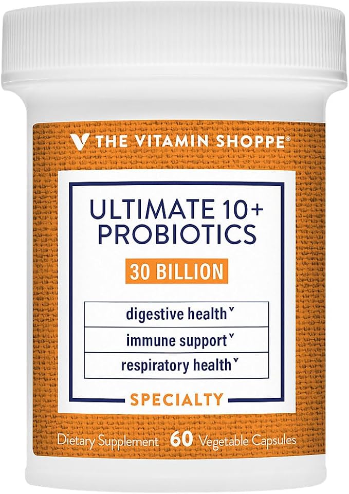 The Vitamin Shoppe Ultimate 10+ Probiotics 13 Billion CFUs, Digestive & Immune Support, Multi-Strain Probiotic Supplement for Men & Women, Gluten Free, Non GMO, Vegetarian, 60 Capsules