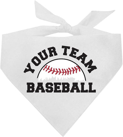 Custom Baseball Team Dog Bandana | 100% Cotton Adjustable Triangle | Made in USA | Personalized | Sports Fan | Game Day |White, One Size (1431)