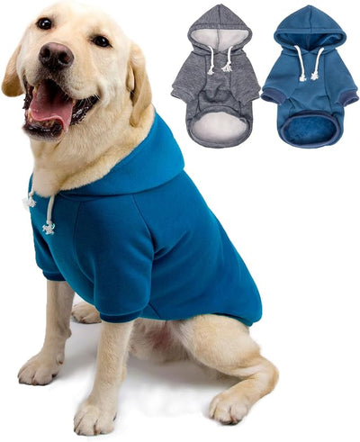 2-Pack Dog Hooded Sweaters & Jackets - Soft Dog Clothes Hoodie for Small/Medium/Large Dogs & Cats | All-Season Comfort & Fit, Stylish Pet Shirts Apparel & Accessories (Blue, Dark Grey, XX-Large)
