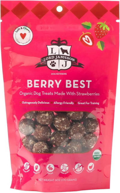Lord Jameson Blue Bliss and Berry Best Bundle – Organic Soft & Chewy Dog Treats, Allergy Safe Dog Treats for Training & Snacking, Gluten Free & Plant-Based, Made in USA