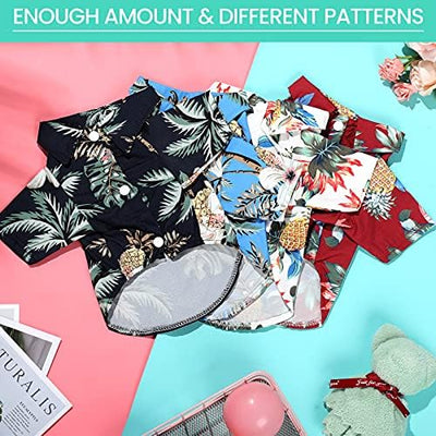Weewooday 4 Pieces Small Pet Summer T-Shirts Hawaii Style Floral Pet Dog Shirt Breathable Cool Clothes Beach Seaside Puppy Sweatshirt for Puppy(Cute Style,Large)