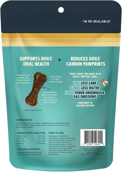 Jiminy's Dental Chews for Dogs, Cinnamon Flavor, Scientifically Proven to Improve Oral Health, Dental Bones Clean Teeth, Fight Bad Breath, and Removes Plaque and Tartar, Small, 20ct (Pack of 6)