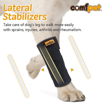 Dog Front Leg Brace, Dog Leg Support Wrap with Plastic Bar Stabilizers, Canine Front Leg Wrap Sleeve to Prevent Licking, Dog Sprains, Arthritis (Medium)