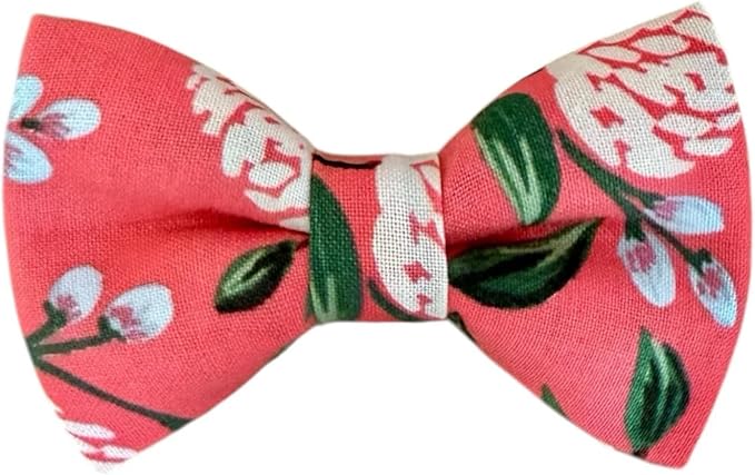 Detachable Dog Bow Tie, Slide-On Pet Bowtie for Collars, Stylish Durable Dog Lover Accessory Small, Medium & Large Dogs (Pink Hydrangea, Large (4.5in Wide))