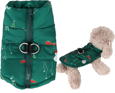 Winter Waterproof Windproof Dog Jacket - Warm Vest Coat for Small & Medium Dogs - Not Suitable for Big Dogs - Santa in Green X-Large