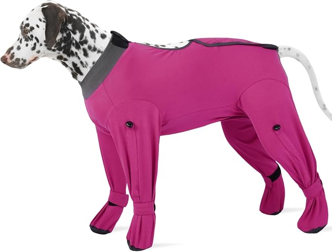 ROZKITCH Dog Recovery Suit for Spay/Neuter Surgery, Soft Bodysuit for Wound Protection, Full Coverage, Prevent Licking Shedding & Hair Loss for Large Dogs Rosered 3XL
