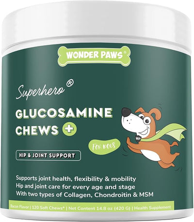 Premium Glucosamine For Dogs – Advanced Hip & Joint Supplement With Glucosamine Chondroitin For Dogs Flexibility, Mobility & Relief – Hip & Joint Supplement With Collagen & MSM – 120 Chews