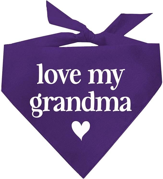 Love My Grandma Mother's Day, Valentine's Day Dog Bandana (Purple, XS 399)