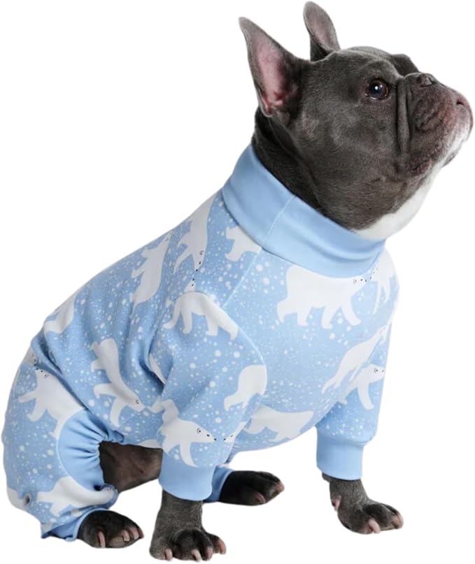 Spark Paws Dog Pajama, Dog Recovery Suit Male, Onesie, Ultra-Soft and 4-Way Stretch, for Small Medium and Large Breeds - Snowy Polar Bear - L