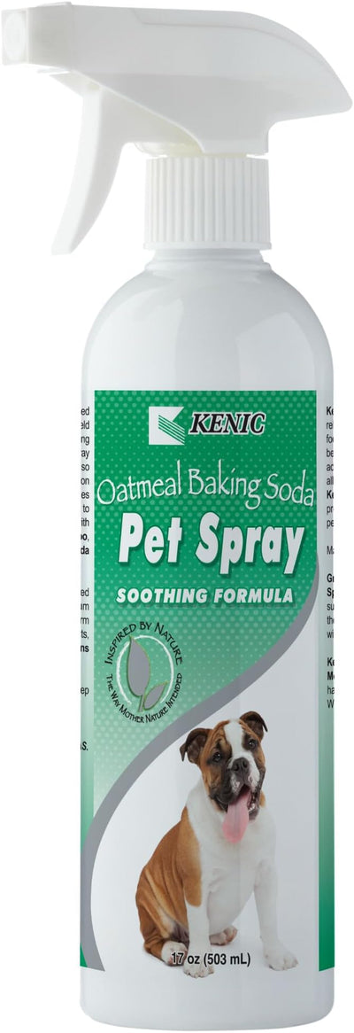 Kenic Oatmeal & Baking Soda Anti-Itch & Odor Control Spray for Dogs & Cats, Deodorizes & Soothes Coat & Skin, Made in USA