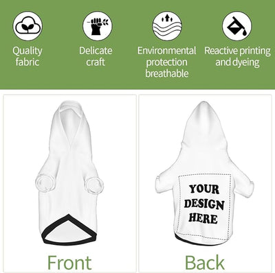 Dog Clothes, Custom Dog Hooded Sweatshirt, Personalized Pet Costume Robe Shirt with Text/Image/Club Name/Pet Shop Logo for Small Medium Large Dogs and Cats, White, L