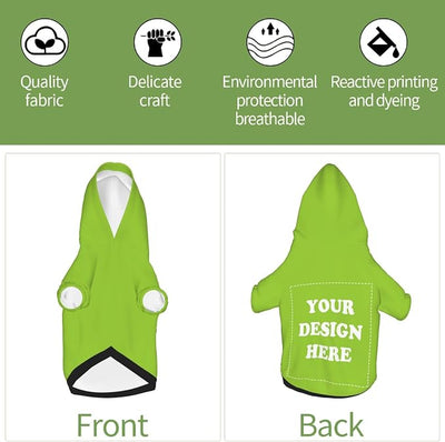 Dog Clothes, Custom Dog Hooded Sweatshirt, Personalized Pet Costume Robe Shirt with Text/Image/Club Name/Pet Shop Logo for Small Medium Large Dogs and Cats, GrassGreen, L