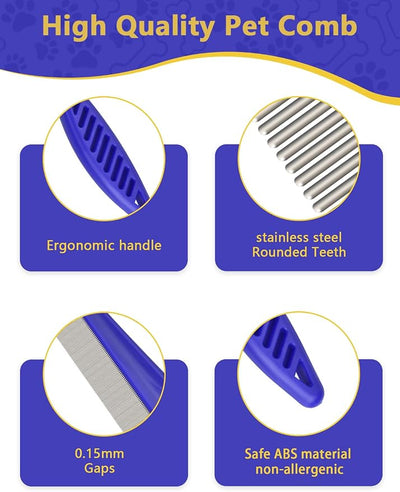 CAPHONT Flea Comb for Cats with Handle, 4 Pcs Flea Brush Tear Stain Comb Grooming Face and Matted Hair Paws Pet Lice Comb for Small, Medium & Large Cat Dog Kitten Rabbit
