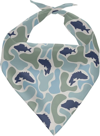 KEIAHUAN Blue Fish Camo Dog Bandana Washable Soft Dog Bibs Scarf Dog Bandanas Adjustable Kerchief for Small Large Dogs Cat