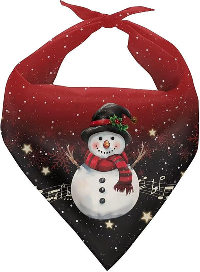 KEIAHUAN Christmas Dog Bandanas 1 Pack Snowman Printing Reversible Triangle Bibs Puppy Winter Adjustable Triangle Scarves for Small to Large Dog and Cats
