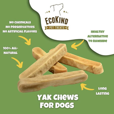 EcoKind Yak Cheese Himalayan Dog Chews, Yak Chews for Large Dogs, Long Lasting Bone for Aggressive Chewers, 3 Ingredients Natural High Protein Treats, No Additives or Lactose, Large - 20+ Chews (5 lb)