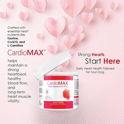Heart Support Supplement for Dogs-Vet-Formulated, Antioxidant-Rich-L-Taurine, L-Carnitine,EPA,DHA,CoQ10-Aids Circulatory Strength, Cardiovascular Support, Heart Muscle Function-USA Made-120 Soft Chews