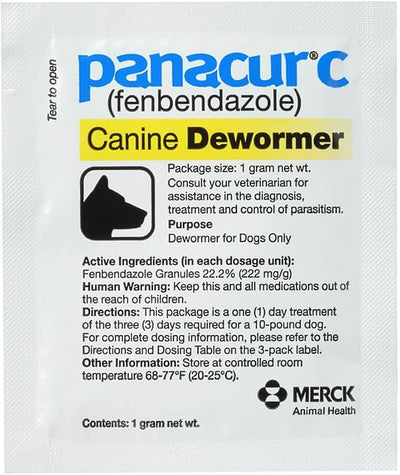 Panacur C Canine Dewormer Treatment Three 1-Gram Packets, Each Packet Treats 10 lbs