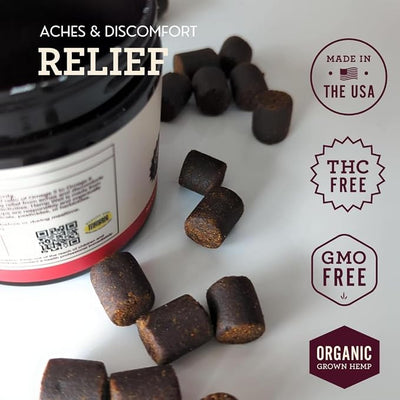 Hemp Well Relief Dog Soft Chews, Organic Hemp, Aches & Discomfort Support