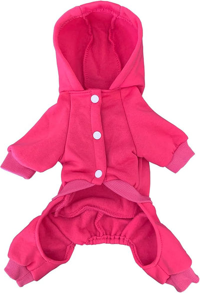 Izefia Dog Hoodie Security Clothes Tracksuit 4 Legs Jumpsuit Fleece Sweater Winter Sweat Shirt Warm Cotton Hoodies for Small Dog Medium Large Cat Magenta 4XL