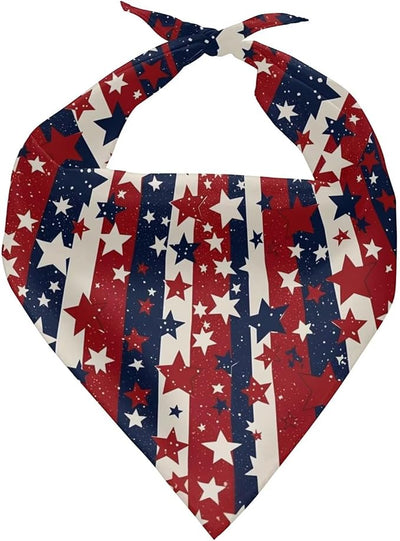 KEIAHUAN American Flag Dog Bandanas Washable Reversible Dog Bib Adjustable 4th of July Patriotic Pet Handkerchief Accessories Fits Small & Large Dogs 1 Pack