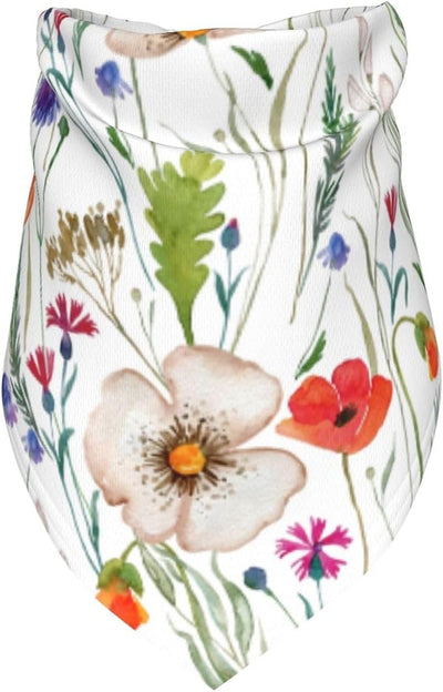 Wildflowers Green Herbs Floral Flowers Dog Bandana Scarf Triangle Bibs Pet Accessories Cat Kerchief