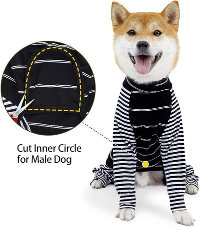 Dog Recovery Suit Abdominal Wound After Surgery Wear Prevent Licking Wounds E-Collar & Cone Alternatives Postoperative Shirt Dog Pajamas Long Sleeve Prevent Shedding (X-Large (Pack of 1), Black)