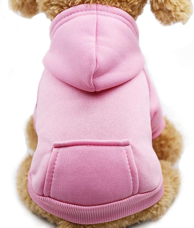 Jecikelon Soft Dog Hoodies for Small Dogs, Fleece Puppy Sweatshirt with Pockets, Warm Winter Cold Weather Coats for Pet Cat, Cute Clothes Puppy Costume (Pink, X-Small)