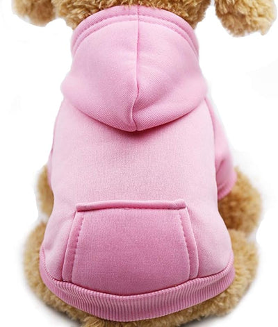 Jecikelon Soft Dog Hoodies for Small Dogs, Fleece Puppy Sweatshirt with Pockets, Warm Winter Cold Weather Coats for Pet Cat, Cute Clothes Puppy Costume (Pink, XX-Small)