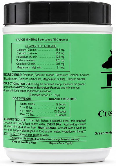 NUPRO® Custom Electrolytes for Dogs | For active and working dogs, Supports hydration and fluid balance, Ideal before and after strenuous activity.