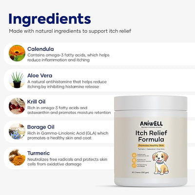 Itch & Allergy Combo for Dogs | Itch Relief Chews + Immune Support | Borage Oil, Vitamin E, Krill Oil | Seasonal Allergy Dog Supplement