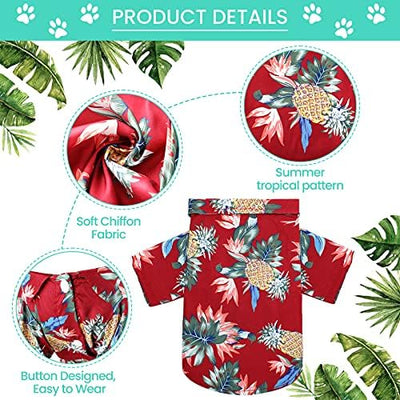 Weewooday 4 Pieces Small Pet Summer T-Shirts Hawaii Style Floral Pet Dog Shirt Breathable Cool Clothes Beach Seaside Puppy Sweatshirt for Puppy(Cute Style,X-Large)