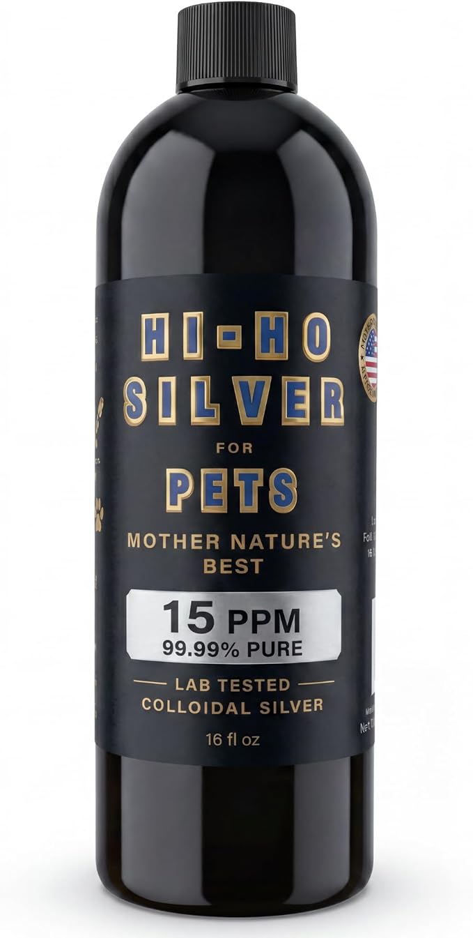 Colloidal Silver for Pets, Skin & Coat Grooming Liquid for Dogs & Cats, Gentle Daily Paw, Ear & Coat Care, 99.99% Pure Silver, Lab Tested, 16 fl oz