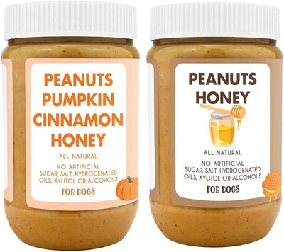 Ruff Ruff Raw + Pumpkin Pup Buddy BUDDER, Natural Peanut Butter for Dogs, Made in USA (Set of 2/ 17oz Jars)
