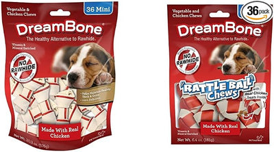 DreamBone Vegetable & Chicken Dog Chews RattleBall Small Chews for Dogs