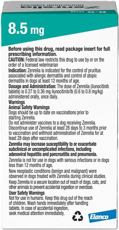 Zenrelia (ilunocitinib Tablets) | Once Daily Prescription Itch Relief for Dogs | 8.5 mg mg (90 Count)
