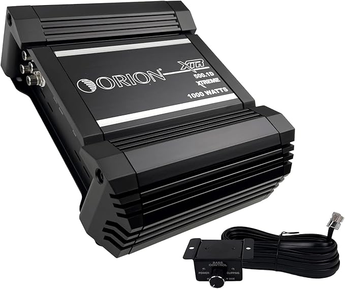 Orion XTR Series XTR500.1D High Power Monoblock Class D Car Amplifier - 500W RMS, 1-Ohm Stable, Low-Pass Crossover, Bass Boost Control, MOSFET Power Supply, Bass Knob Included, Made in Korea