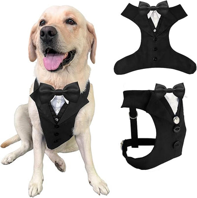 AVERYDAY Dog Tuxedo for Wedding Outfit, Dog Suit and Tie Costumes for Birthday, Halloween, Cosplay, Christmas Party, Pet Formal Wear with Bowtie, Tux for Medium Large Dogs, Bulldog, Labrador, Husky
