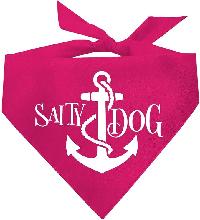 Salty Dog Dog Bandana 100% Cotton Adjustable Triangle Summer Vacation Beach Pool | Hot Pink, X-Small (100)