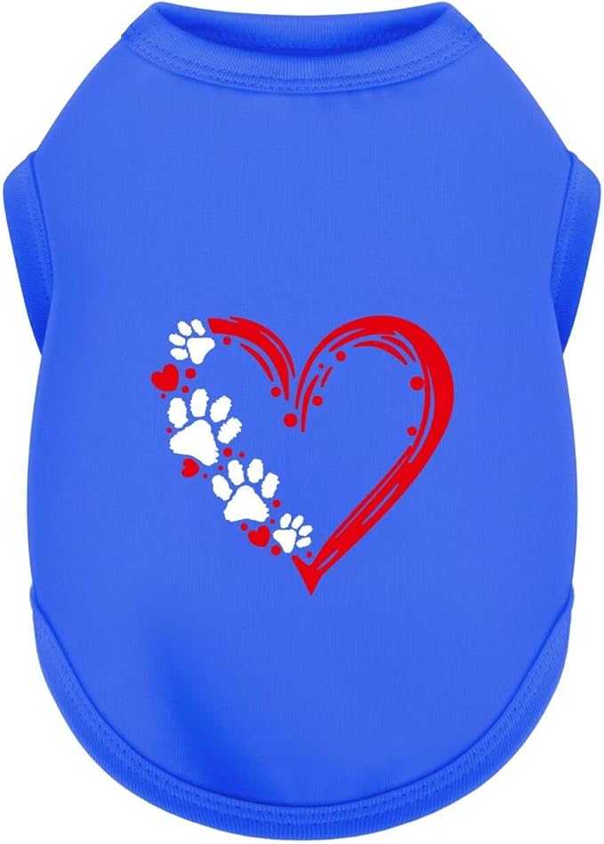 Discover Cozy Sleeveless Canine Wear: Soft, Lightweight, and Breathable Cotton Dog Shirt Featuring Heart and Paw Graphics. Vest Tank Top is Ideal for Small, Medium, and Large Breeds Blue 2XL