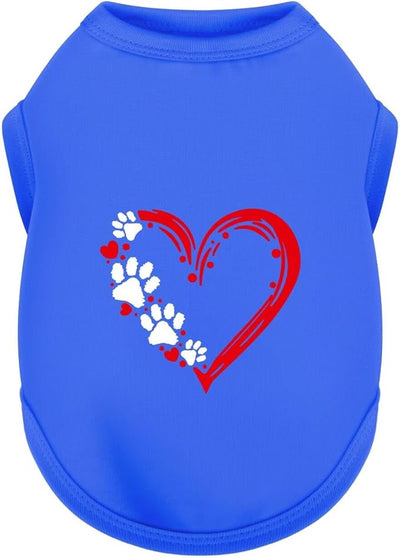 Discover Cozy Sleeveless Canine Wear: Soft, Lightweight, and Breathable Cotton Dog Shirt Featuring Heart and Paw Graphics. Vest Tank Top is Ideal for Small, Medium, and Large Breeds Blue XS