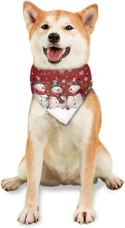 KEIAHUAN Christmas Snowman Dog Bandanas Christmas Pet Handkerchief Soft Dog Cute Triangle Bibs Adjustable Pet Kerchief for Small Medium Large Puppy