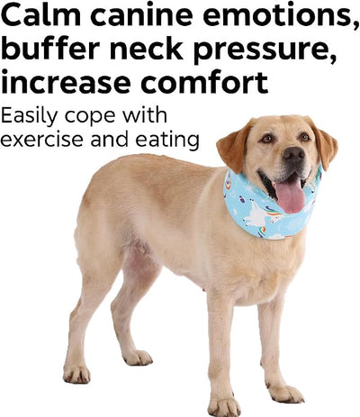 LovinPet Dog Recovery Collar, Adjustable Soft Cone for Medium & Large Dogs, Post-Surgery Comfort & Lick Prevention, Starlight Rainbow Unicorn Prints,Blue