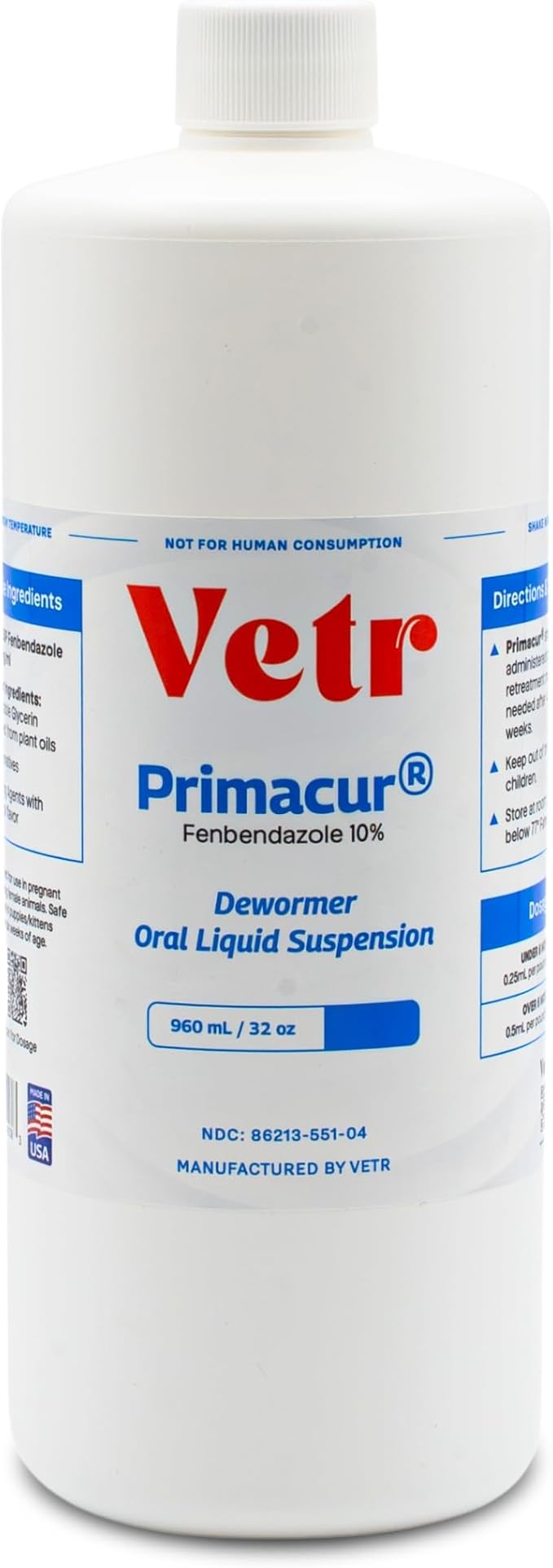 vetr Primacur Broad-Spectrum Oral Suspension Support Formula 10% Oral Suspension for Dogs and Cats - 960ML/32.4oz - Chicken Flavor