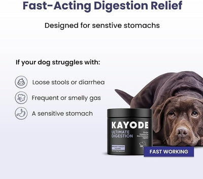 Kayode Ultimate Digestion. Fast Facting Anti Diarrhea for Dogs. Dog Fart Remedy & Dog Gas Relief. Natural Nutrients for Healthier, Firmer Stools. Pumpkin & Digestive Enzymes for Dogs.