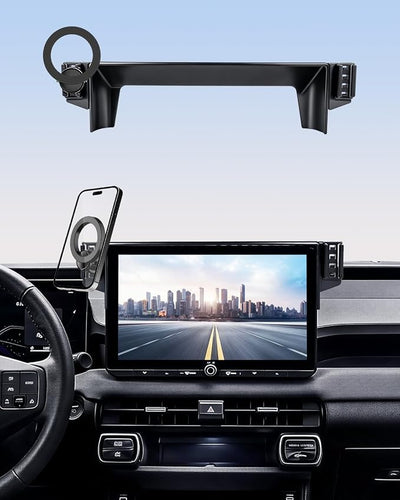PZK Dual Car Phone Mount for 2026 Toyota RAV4 Accessories 12.9-Inch Screen | Compatible with Magsafe Car Phone Holder Magnetic 360° Rotation Phone Cradles Hands-Free Not Block Vent (Not Fit 10.5'')