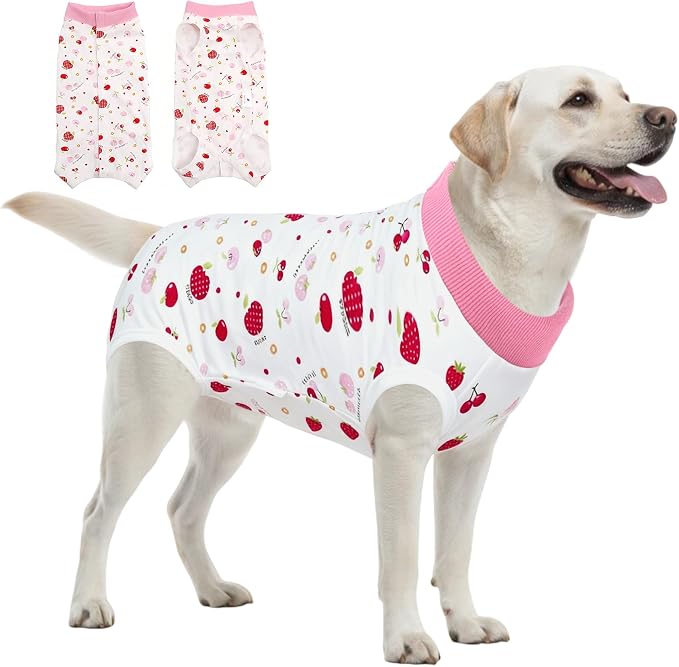 SAWMONG Recovery Suit for Dogs After Surgery Professional, Dog Spay Surgical Suit for Female Dogs, Dog Onesie Bodysuit for Surgery Male Substitute E-Collar Cone, Cherry Pink, XX-Large