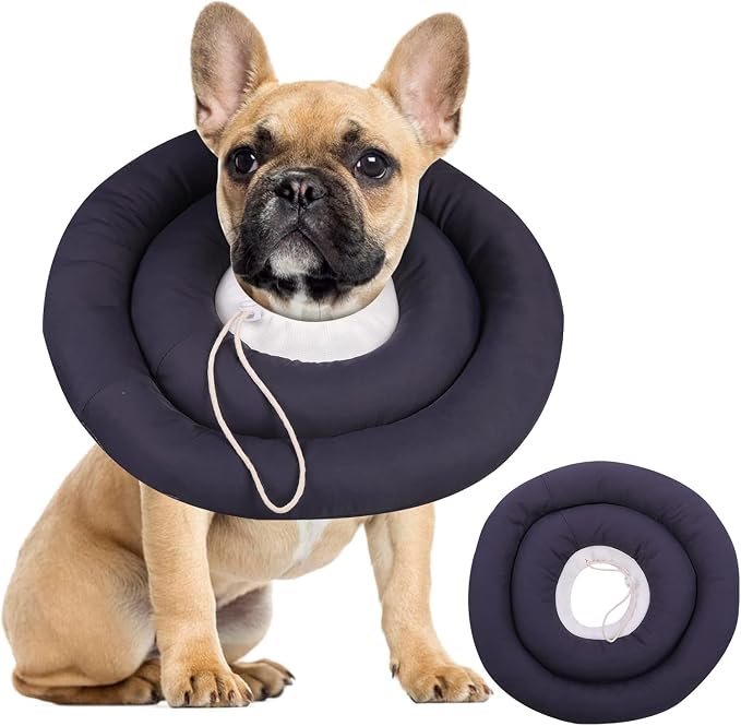 IDOMIK Dog Recovery Collar, Waterproof Soft Dog Cone After Surgery, Comfy Protective Elizabethan Collar Alternative for Dogs Cats, Adjustable Pet Neck Donut Cone Anti-Licking Biting Wounds,Grey,L