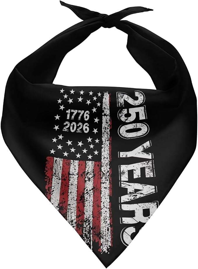 KEIAHUAN 4th of July Dog Bandana 250 Years Anniversary Pet Scarf for Boy and Girl Adjustable Dog Breed Bib Patriotic Scarf Handkerchief Square Dog Kerchief for Small Medium Large Dogs
